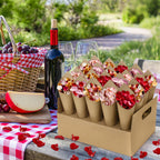 2 Set Wedding Paper Cone Stand Box, 2 Party Cardboard Cone Holders Trays of 20 Holes Each with 40 Kraft Cone Paper for Wedding, Party, Celebration, Decoration