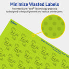 Avery Printable Square Labels, Sure Feed Technology, 1" x 1", Bright Green Labels, Print-to-The-Edge, Laser/Inkjet Printable, 1,920 Total, Great for Soaps and QR Codes 1,920 labels