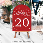 Big Dot of Happiness Wedding Hearts Cherry Red Table Numbers, Engagement and Anniversary Party Decor, Wedding Centerpieces, Double-Sided 5 x 7 inches Cards, Table Numbers - 1-20