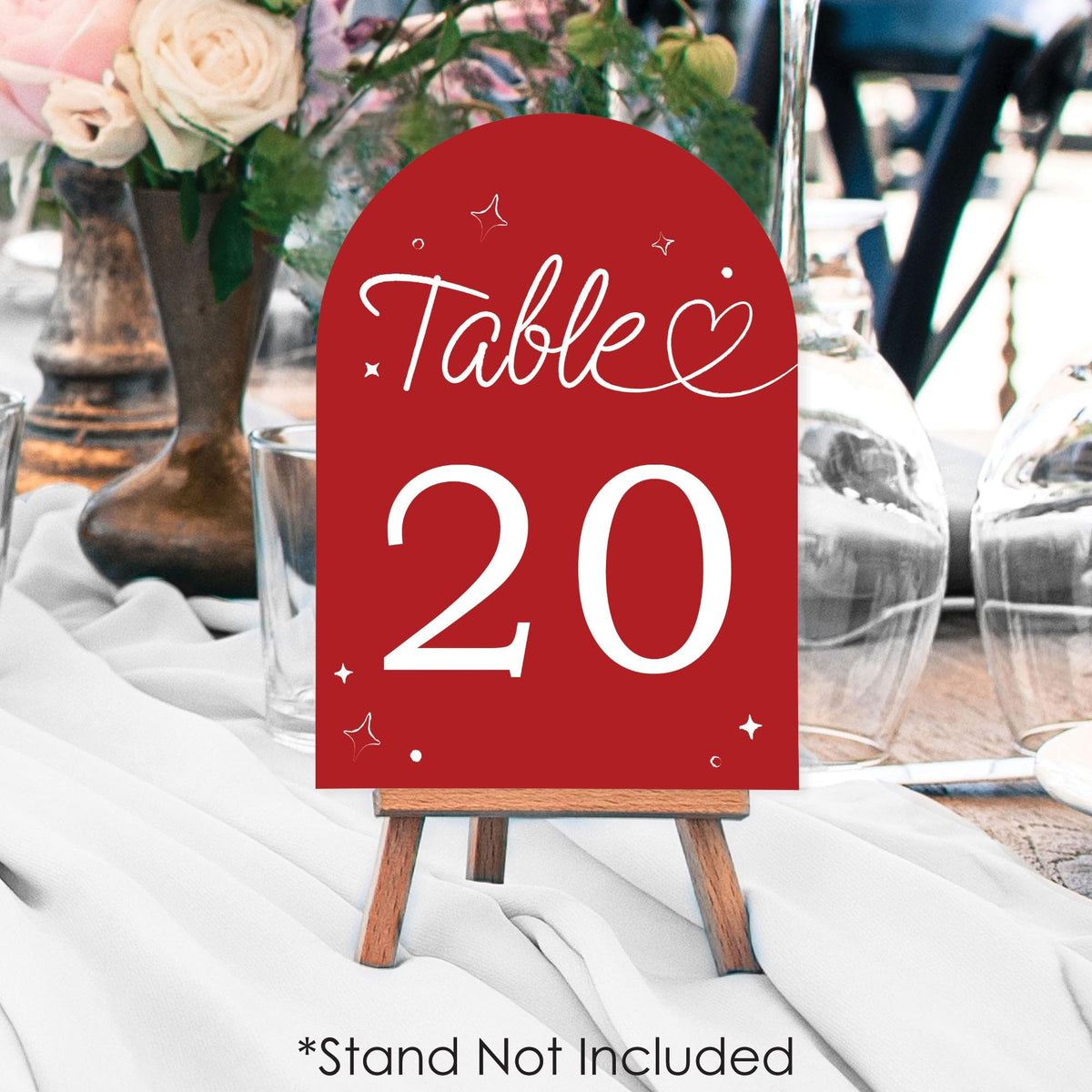 Big Dot of Happiness Wedding Hearts Cherry Red Table Numbers, Engagement and Anniversary Party Decor, Wedding Centerpieces, Double-Sided 5 x 7 inches Cards, Table Numbers - 1-20
