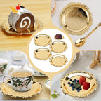 4 Pcs Metal Iron Golden Plate Round Jewelry Dish Tray Decorative Serving Dish Plates Small Nut Serving Tray Retro Key Trays for Food Drinks Snack Coffee Hanging Wall Decor