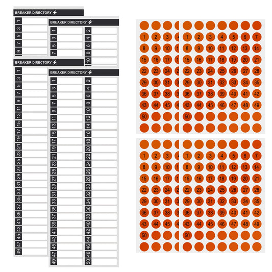 8 Pieces Electrical Panel Labels,Circuit Breaker Panel Fuse Electric Box Load Center Identification Labels Stickers, Up to 50 Entries Sign Labels with Round Stickers for House Commercial Use,White