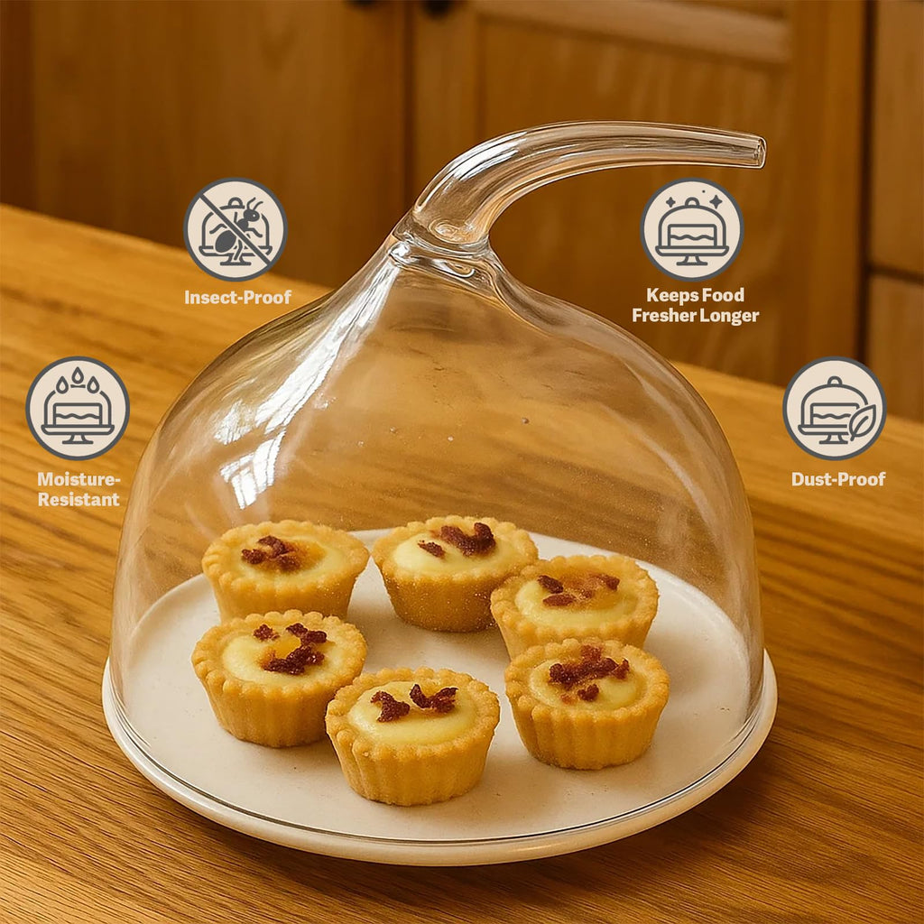 6-inch cake stand with a shatterproof acrylic cake dome—the perfect choice for kitchenware, birthdays, parties, weddings, and baking gifts, ideal for displaying food
