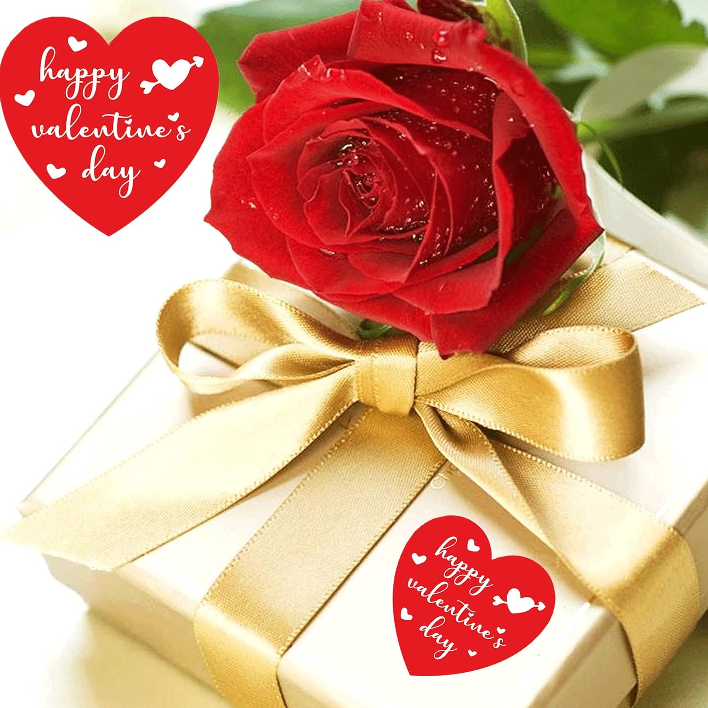 wootile Valentine's Day Heart Stickers, 2" Red Heart Shaped Labels 500 Pcs, Matte Finish for Gift Wrap, Decorations, Wedding Invitations, Party Favors, Crafts
