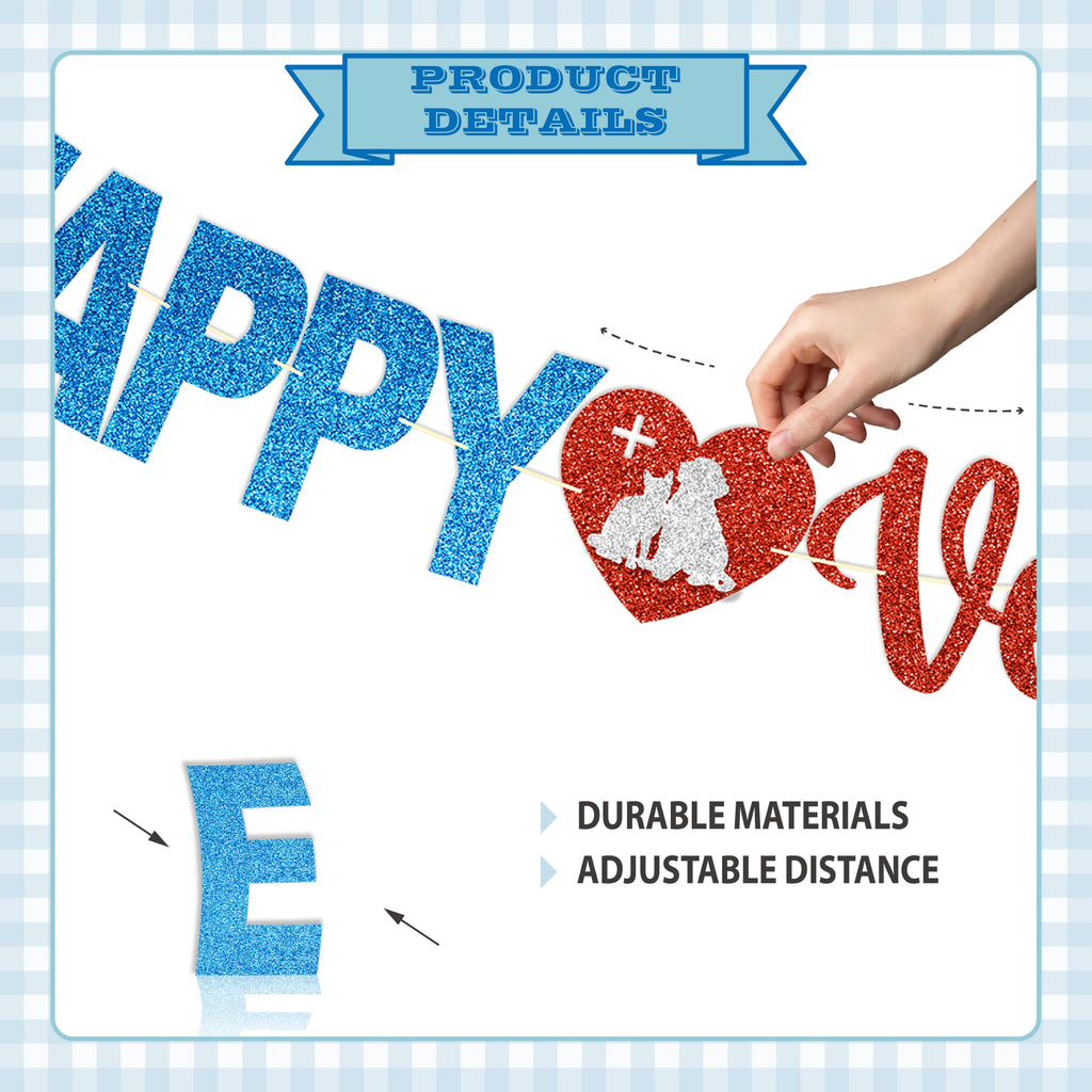 Happy Veterinary Technician Week Banner - NO DIY Vet Tech Week Decorations For Vet Technician Appreciation Gifts Glitter