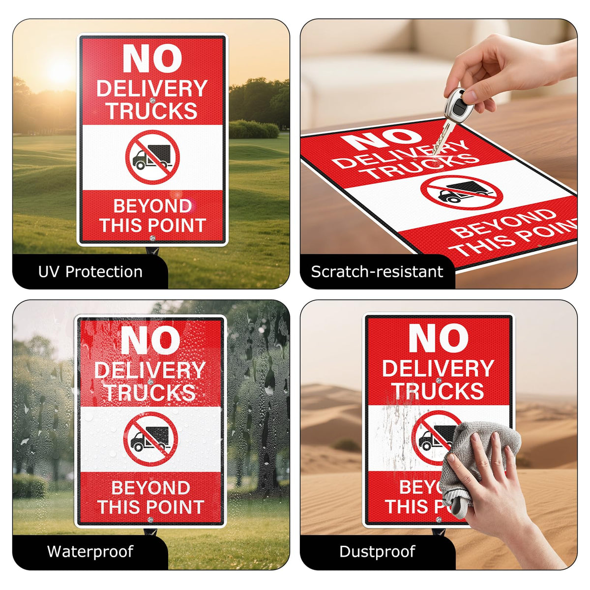 2 Pack No Delivery Trucks Beyond This Point Sign 14"×10" with Stake