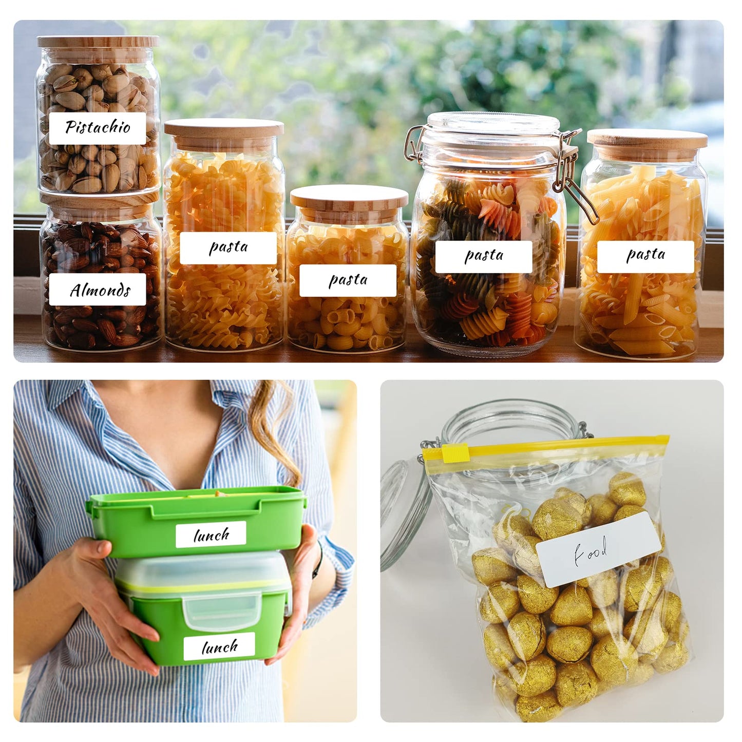 Removable Freezer Labels, Date Label 1x3 Inch Food Storage Stickers, Waterproof Oil Resistant Easy Clean Leaves no Residue 250 Total Per Roll White 1×3 inch