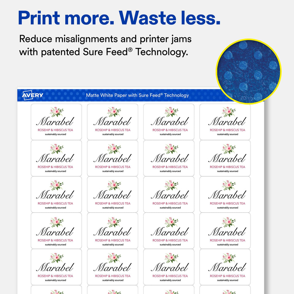 Avery® Matte White Rectangle Labels, 1.25" x 1.75", 1600 Total 1,600 labels