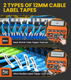 E1000 Heat Shrink Label Maker, Wire Label Maker Waterproof-Labels Orange