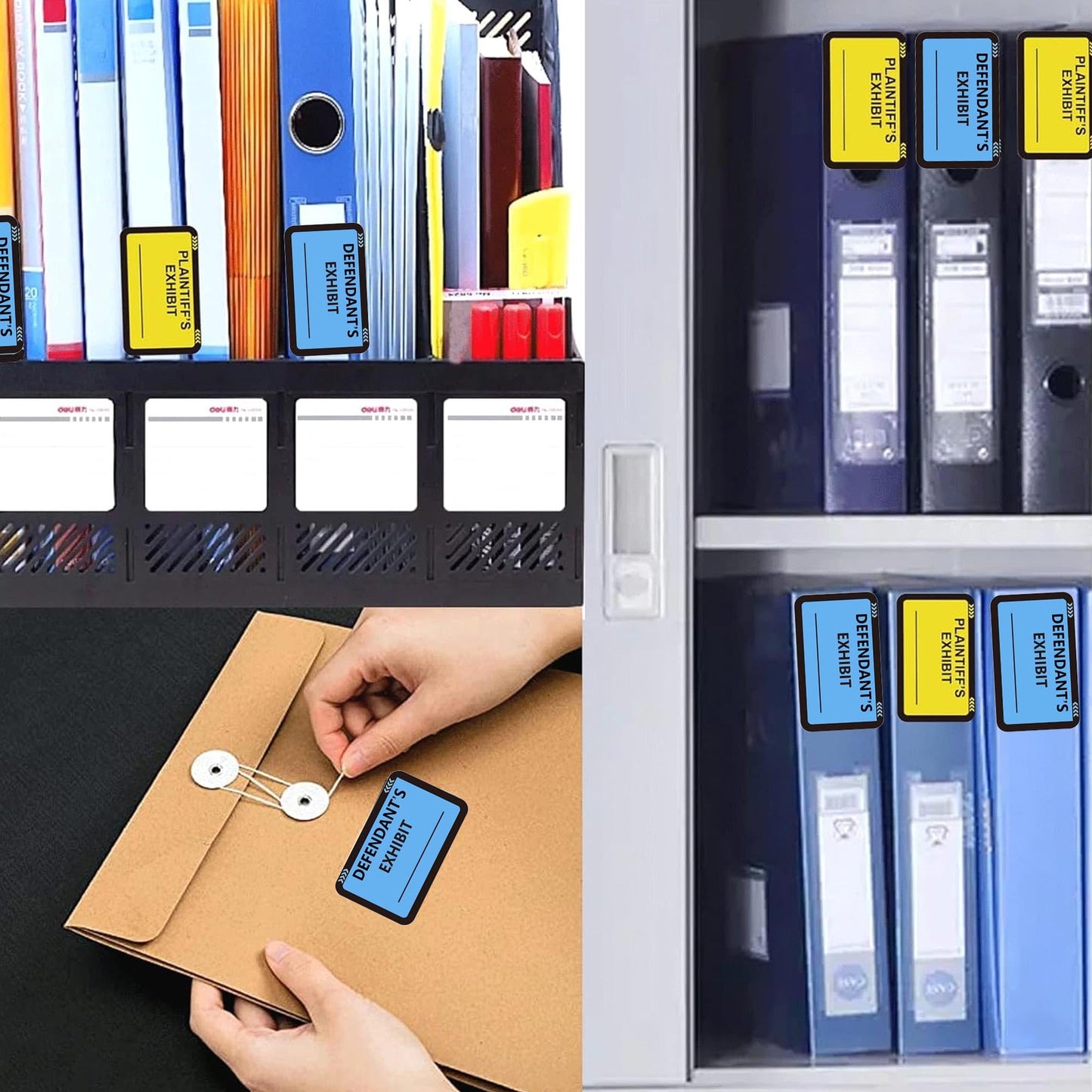 Legal Yellow Plaintiff's Exhibit Blue Defendant's Exhibit Stickers 1.65 X 1 Inches - Color-Coded Exhibit Labels 400 Pcs Blank File Folder Labels Tabs Legal Documents Report Divider for Offices Courts Yellow-blue