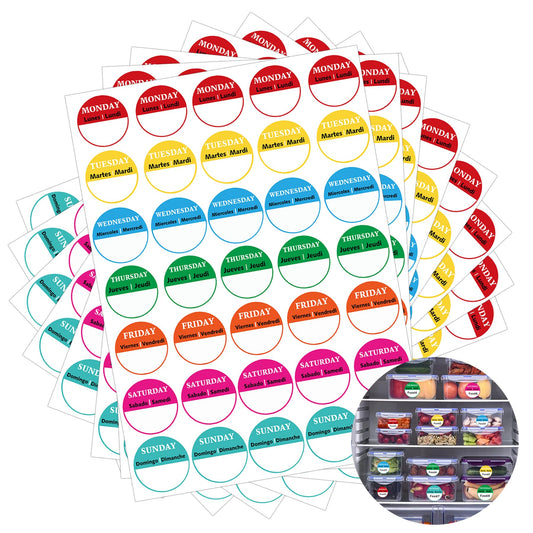 1050pcs Removable Weekly Day Dots Stickers for Inventory Management, Food & Restaurant (1 inch)