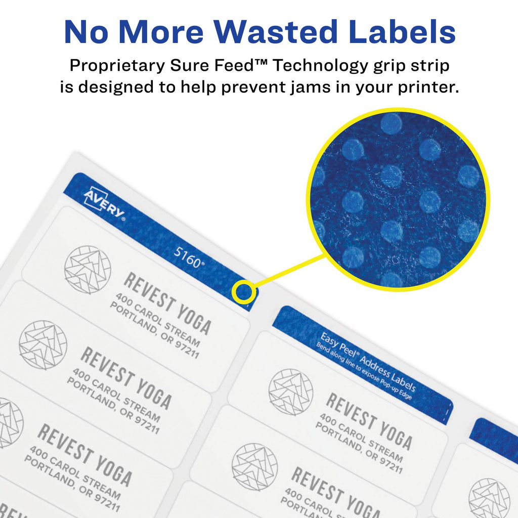 Avery White High Visibility Round Labels with Sure Feed, Permanent, 1-2/3", 2 Pack, 1,200 Labels Total (32135)
