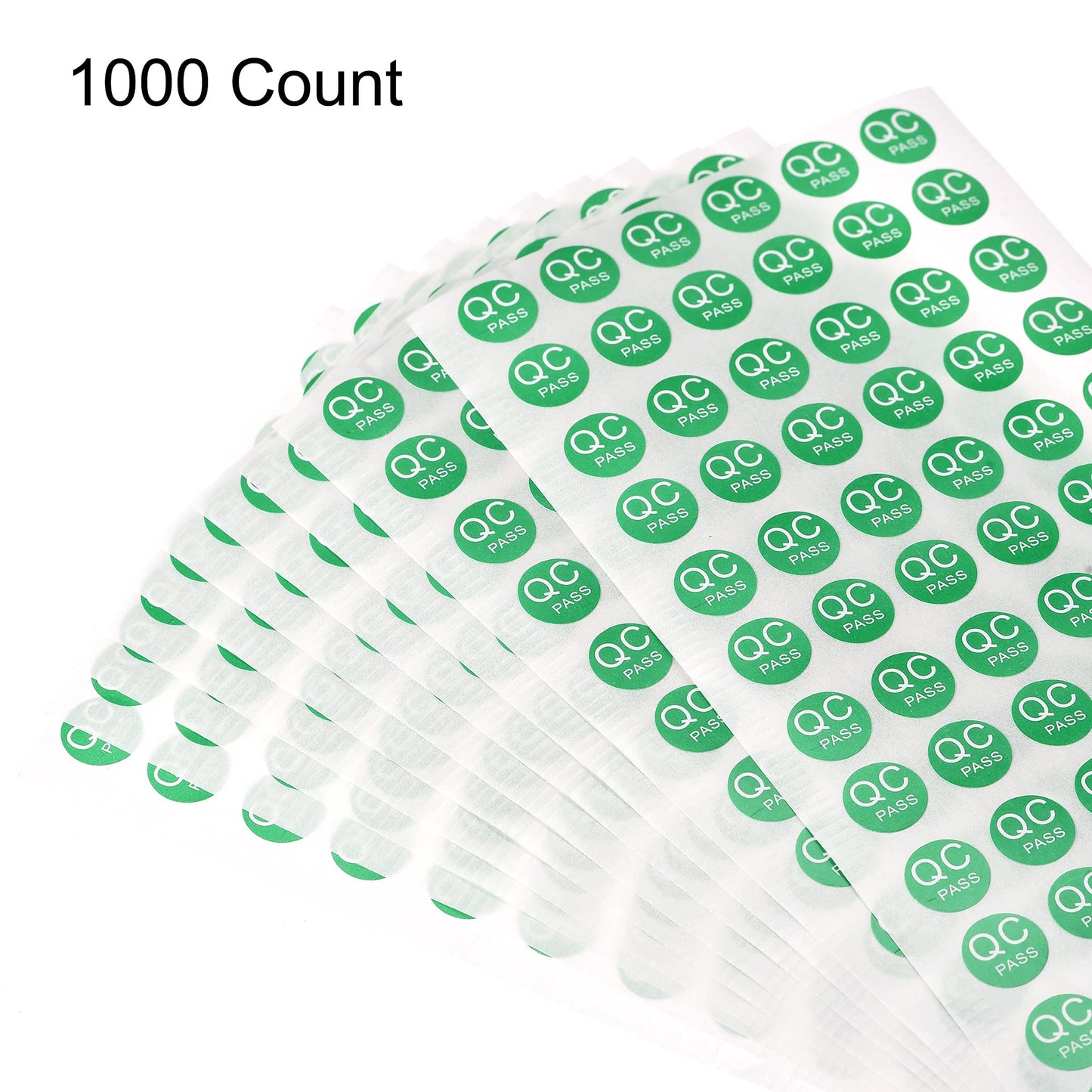 MECCANIXITY Adhesive Labels 10mm QC Pass Mark for Industry Items Green Pack of 1000