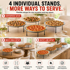Pizza Stands for Party, 4 Riser Set with Pans and Servers & Cutter