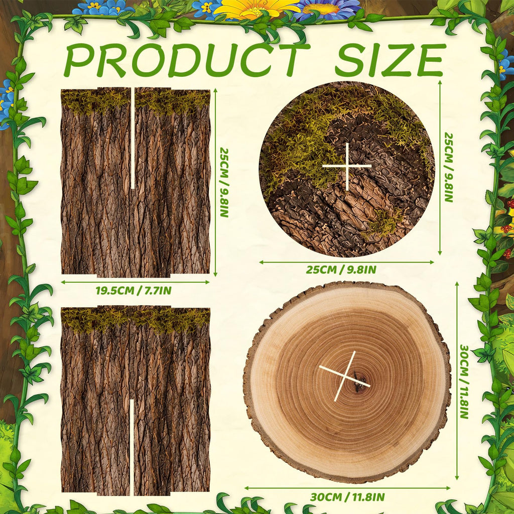 Fuutreo 12 Inch Rustic Faux Tree Stump and Moss Riser for Display Stand
