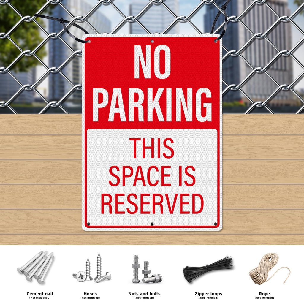 2 Pack No Parking This Space Is Reserved Sign 10 × 14 Inches