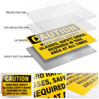 Hard Hats Safety Glasses Safety Shoes Required In This Area Sign Yellow, Black, PPE Safety 14 x 10 Inches