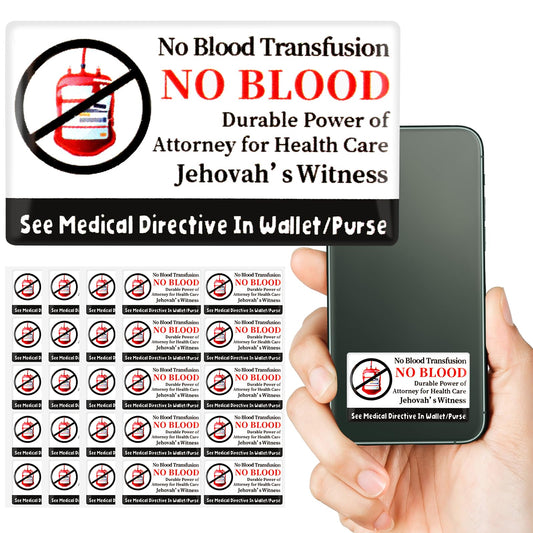20 Pcs Jehovah's Witness No Blood Stickers - JW Meeting Accessories & Ministry Supplies - Gifts for JW.org Pioneer Convention 20