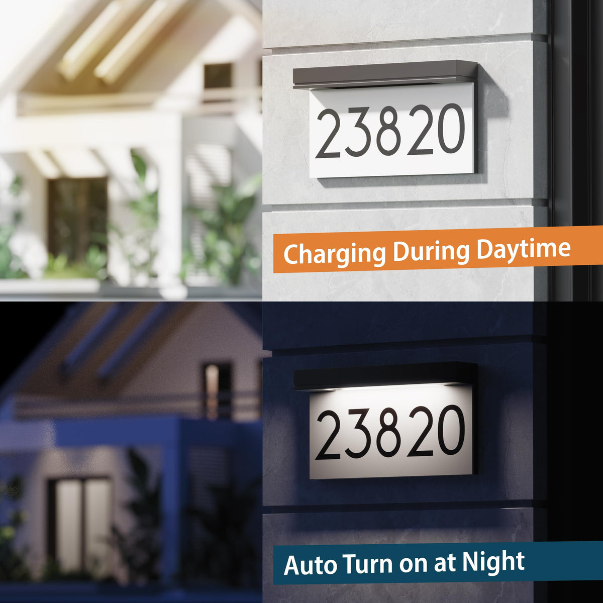 Solar House Numbers for Outside, Address Plaques for House Waterproof Daylight White