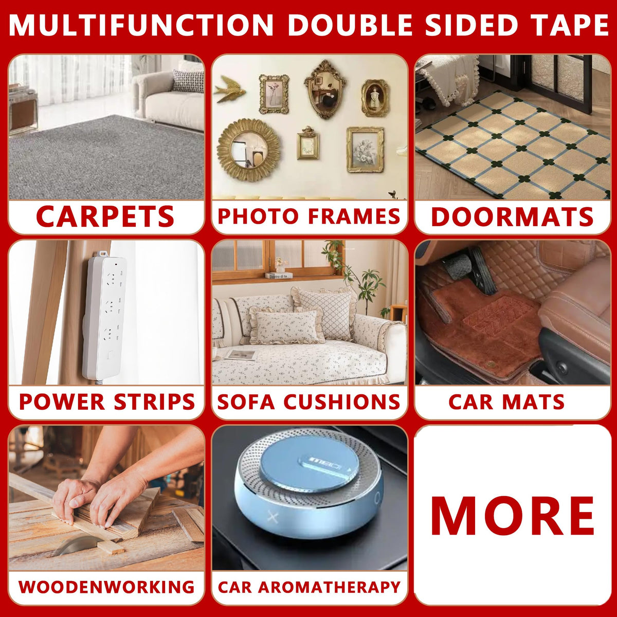 SWRT Double Sided Fabric Tape Heavy Duty, 1Inch x 33FT Multifunctional Double Sided Tape, Clear Fabric Tape for Clothes No Residue Strong Hold for Carpet, Outdoor and More