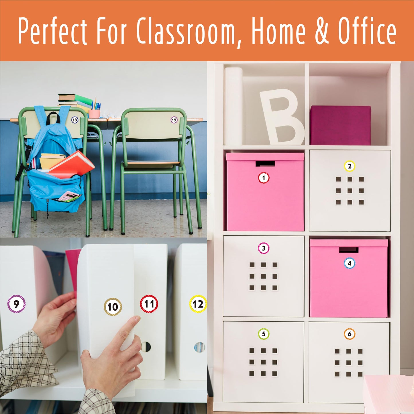 800 PCS 1-40 Number Stickers, Polka Dot Water/Oil/Tear Resistant Consecutive Number Labels, Remove Without Residue for Indoor, Outdoor, Office, Classroom, Storage, Organizing, Boxes (1”, 20 Sheets) 800