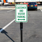 SmartSign-K-5661-EG "Customer and Visitor Parking" Sign with Bi-directional Arrow | 12" x 18" 3M Engineer Grade Reflective Aluminum 12" x 18" EG Reflective Aluminum - Parking Sign with Bi-directional Arrow