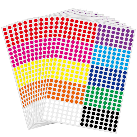 10000 Pcs 1/4" Small Colored Dot Stickers Tiny Round Labels, 10 Colors Circle Stickers for Office Classroom 10000 Pack
