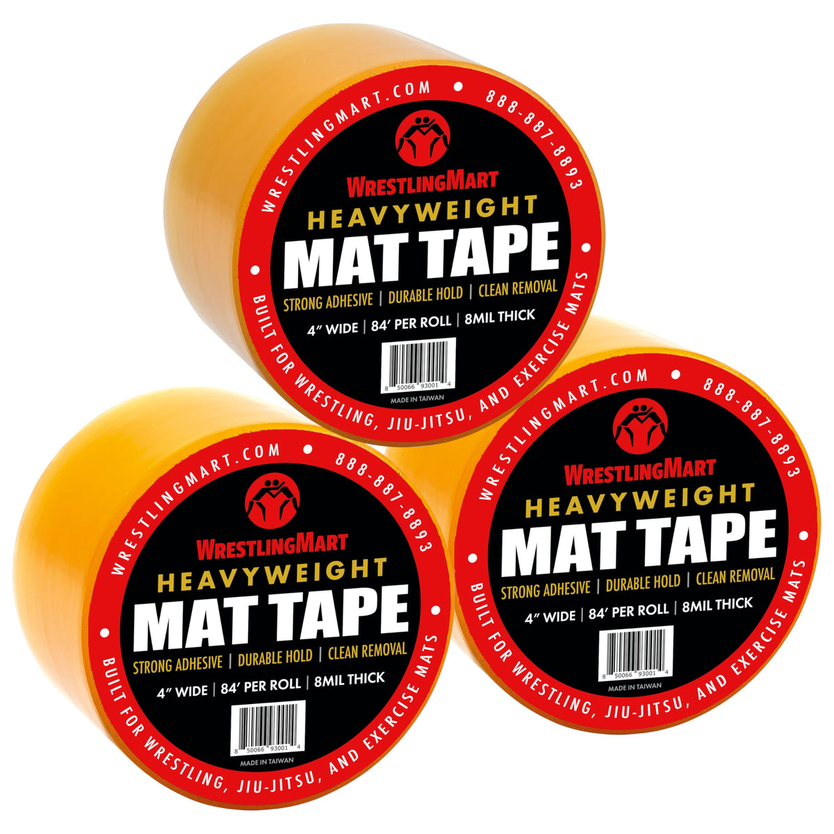WrestlingMart Heavyweight Wrestling Mat Tape - Durable 4" Wide, 8mil Thick Clear Vinyl Wrestling Tape for Mats - Long-Term Application, Maximum Strength, Tear-Resistant & Reusable - 84' Long (1 Roll) 1.0