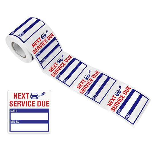 150 PCS Oil Change Auto Maintenance Service Due Reminder Stickers,Waterproof/Tear Resistant Residue-Labels in Roll with Perforation Line(Each Measures 2” X 2”) Blue 150Pcs