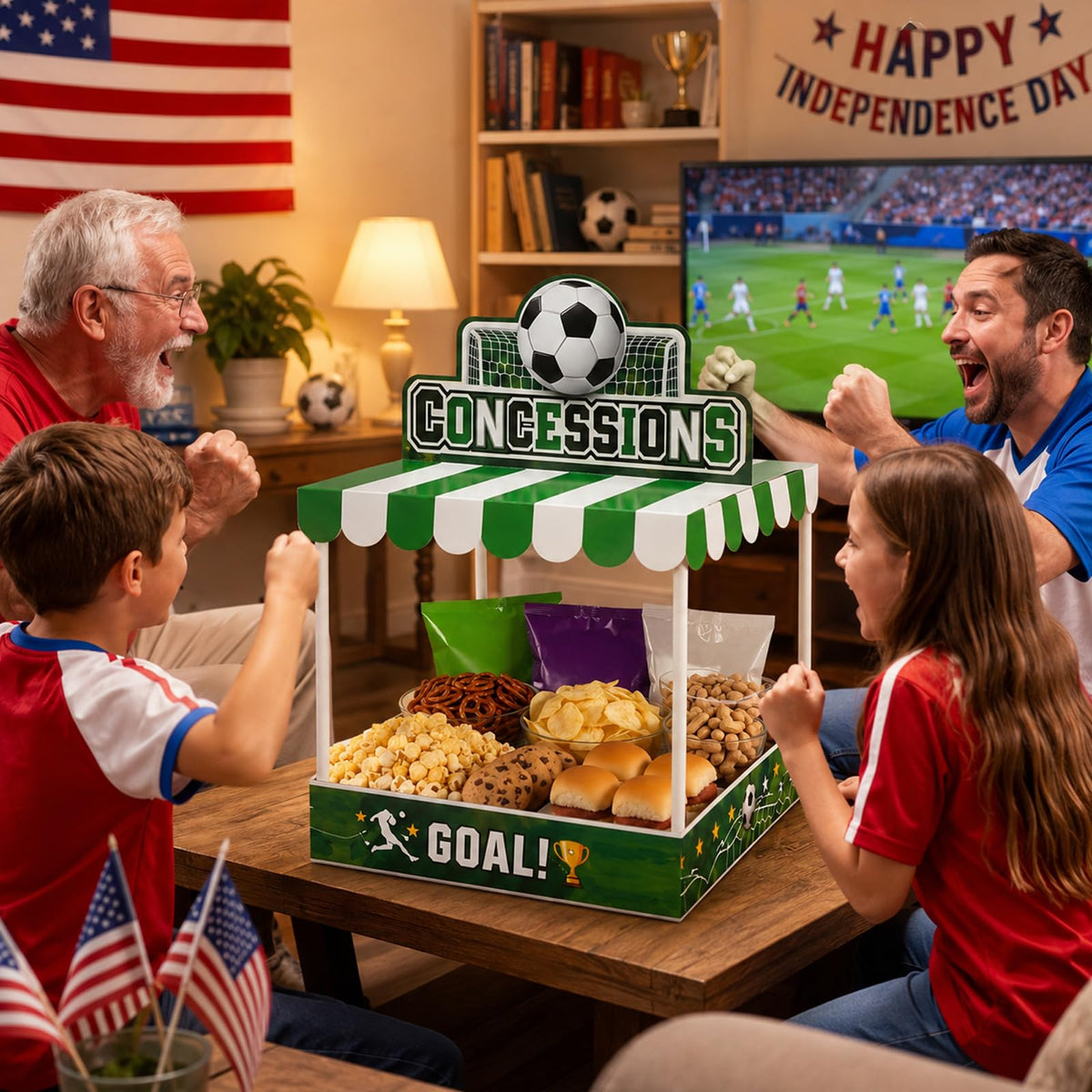 Willinglong 2 Set Soccer Party Decor Concession Treat Stand 20.5" x 12"