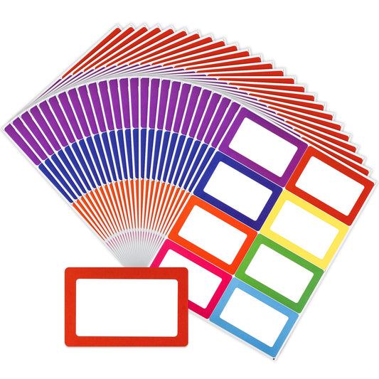 Pacific Mailer Colorful Plain Name Tag Sticker Labels [200 Labels, 3 1/2" x 2 1/4"] 200