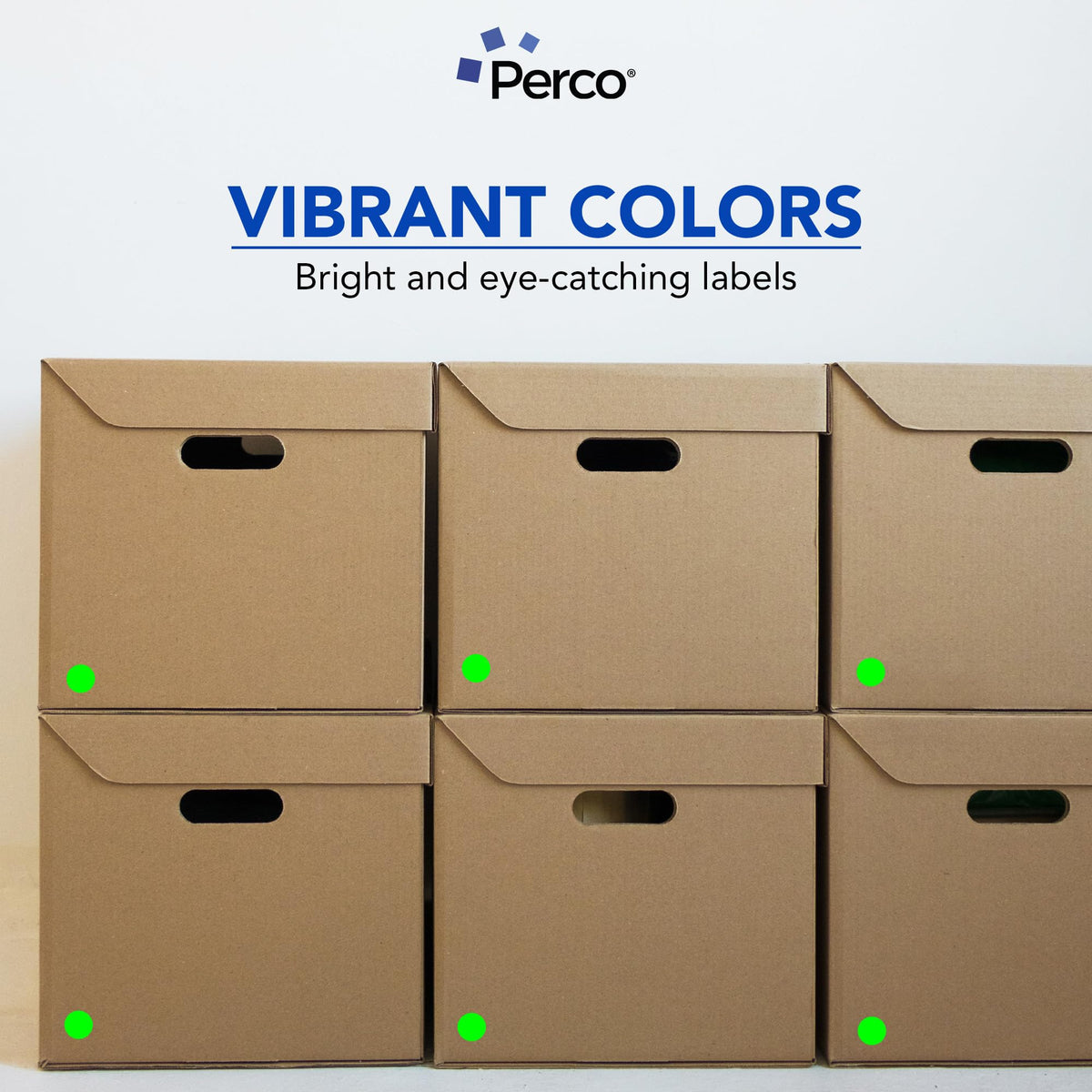 Perco Neon Green Round Circle Dot Sticker 1-Inch Labels with Easy-Tear Perforation, 1,000 Stickers per Roll - in Stock, Approved & Available Labels, High Visibility, Strong Adhesive—Made in USA Green - Neon 1 Inch 1 Roll