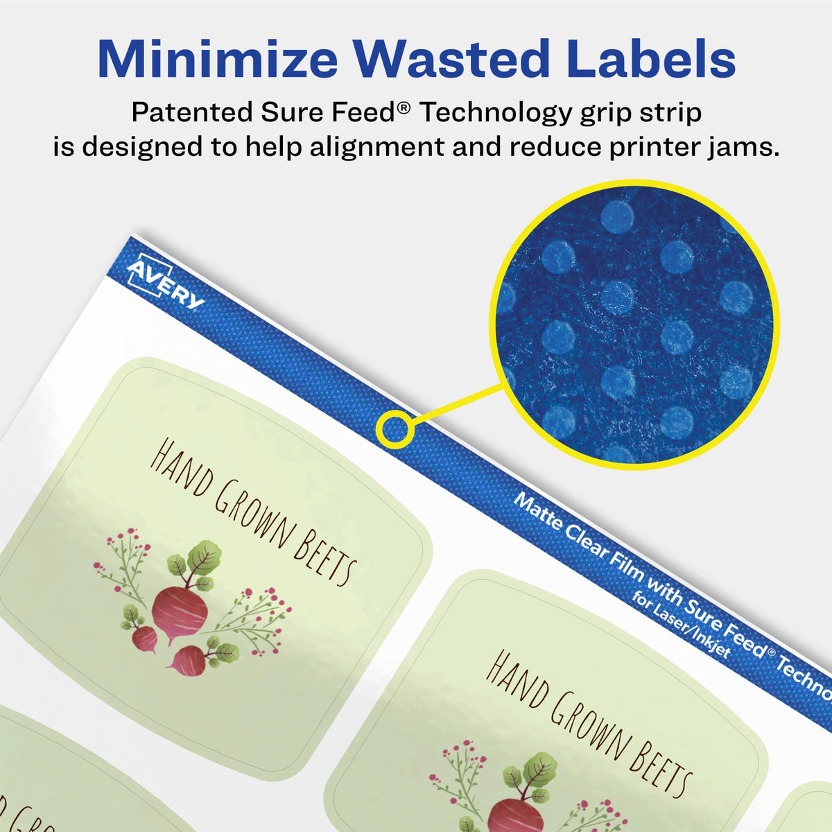 Avery Matte Clear Arched Square Labels, Sure Feed Technology, 2" x 2-3/16", 300 Matte Clear Labels, Print-to-The-Edge, Laser/Inkjet Printable 300 labels