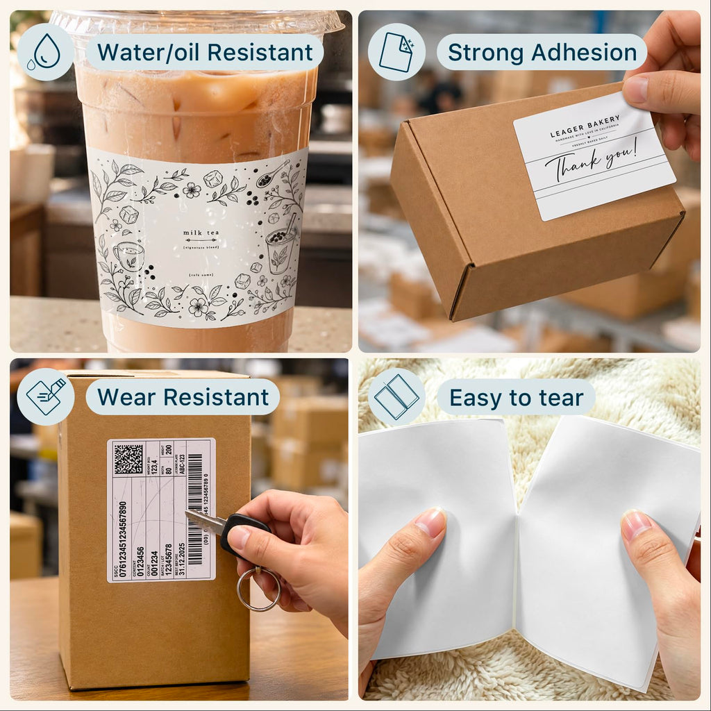 4" x 3" Direct Thermal Labels, White, 500 Labels/Roll