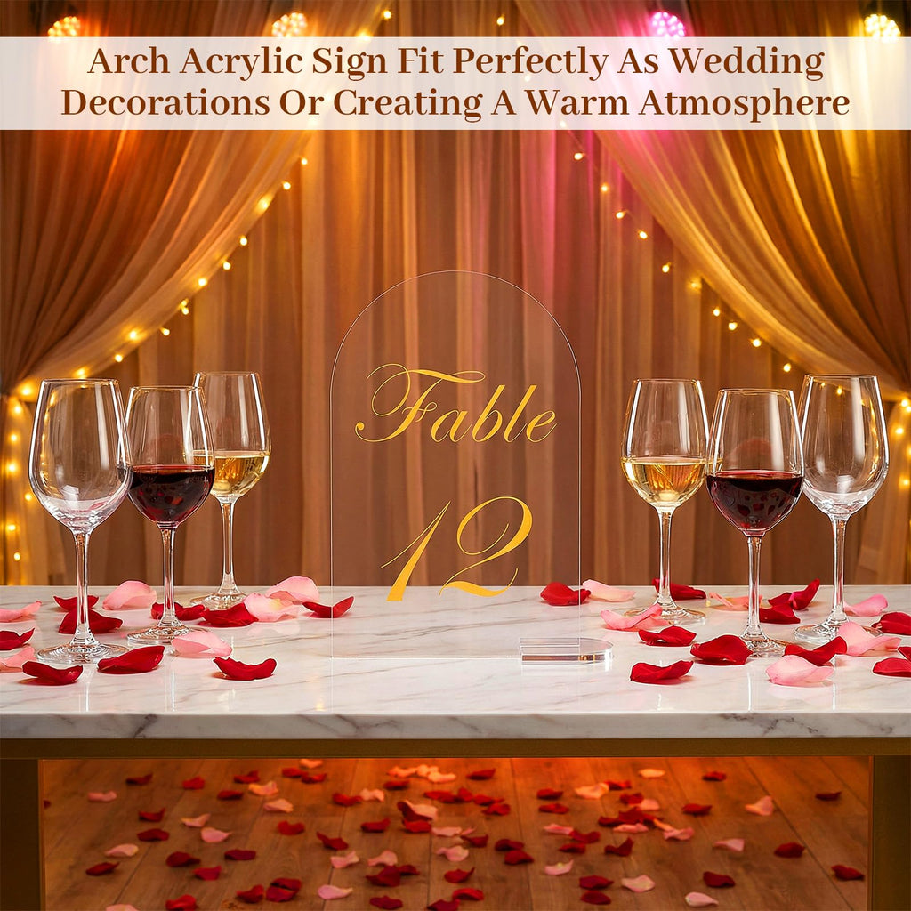 Arch Wedding Table Numbers 1-30 with Stands, 6"×4"Gold Table Numbers