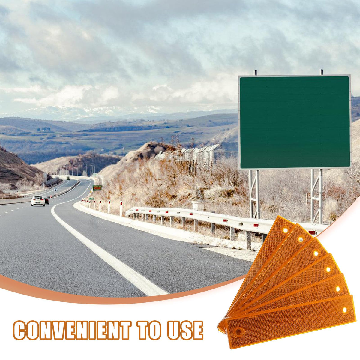 CALLARON 6pcs Reflective Sign Post, Road Pavement Markers, Night Safety Reflective Panels, Acrylic Orange Road Reflectors for Snow Plow, Construction, Driveway Edge, Parking 7. 07 X 1. 57 Inch