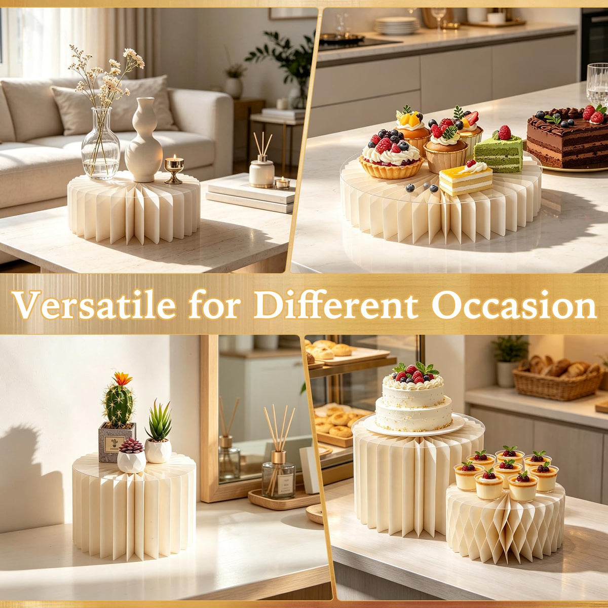 4 Pcs Buffet Risers, Foldable Dessert Table Display Set Cardboard Cake Stands