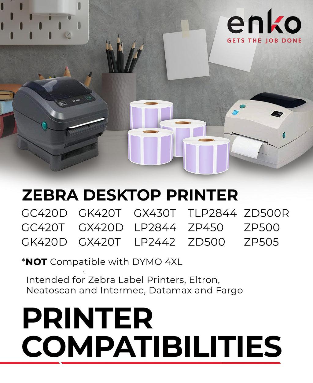 enKo 2-1/4 x 1-1/4 in 3 Rolls | 3000 Lavender Direct Thermal Labels 3 Rolls - Lavender