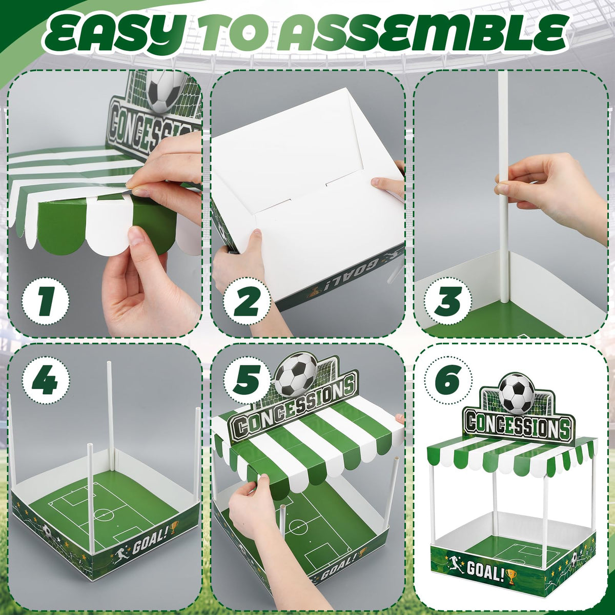 Willinglong 2 Set Soccer Party Decor Concession Treat Stand 20.5" x 12"