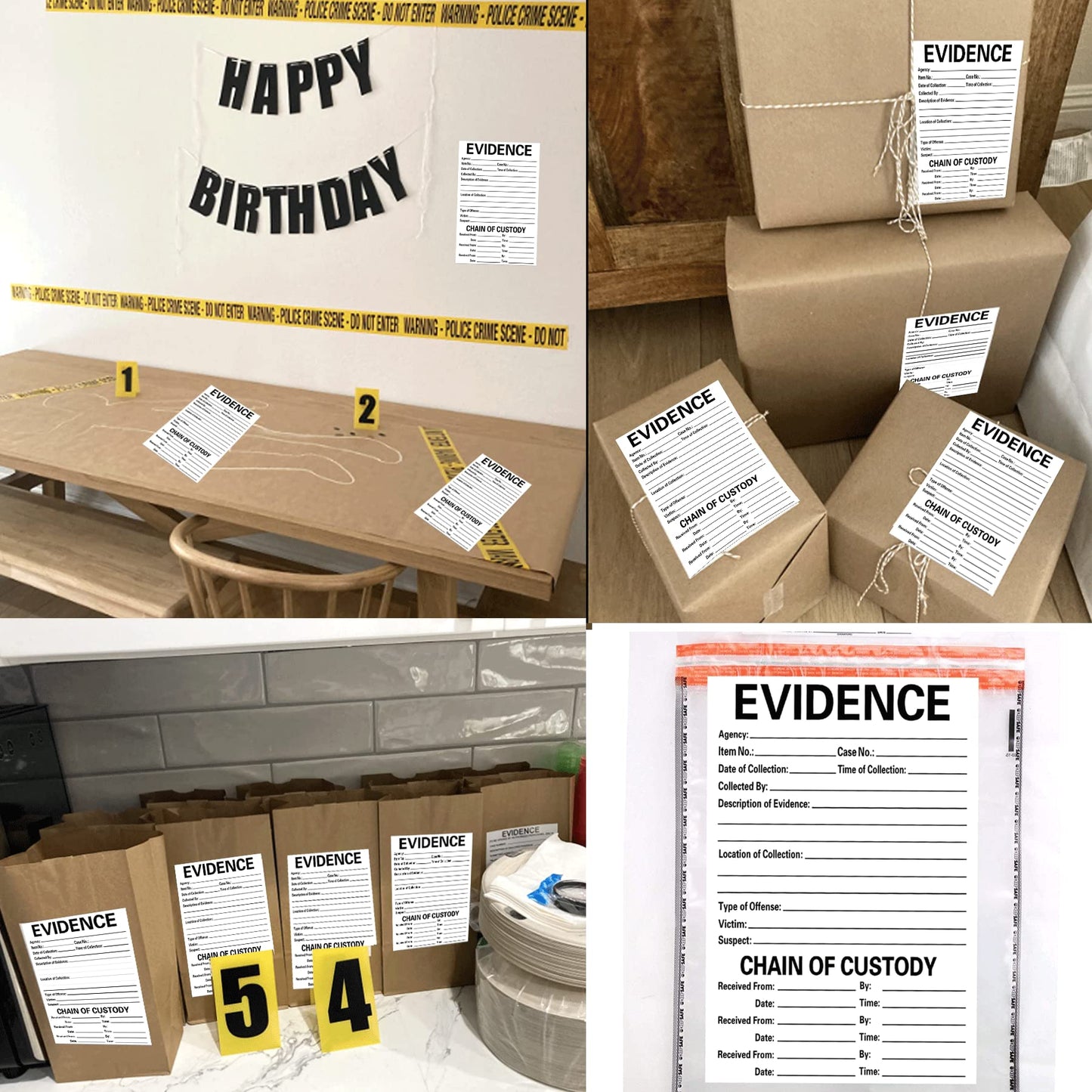 Adhesive Evidence Label 4 X 6 Inches - Stick on Evidence Stickers 100 Evidence Labels Per Pack For Forensics Class,Theme Birthday Party 4x6 inch White