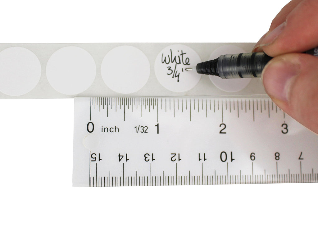 ChromaLabel round colored sticker dots, white 3/4 inch, removable sticky labels for color coding, 1000 per dispenser box.