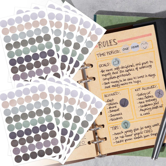 10 Sheets (540pcs) Colorful Dots Labels Stickers 0.63'' DIY Circle Round Labels for Organizing Calendar Planner Jars Clothes Craft Show Boxes-9 Colors