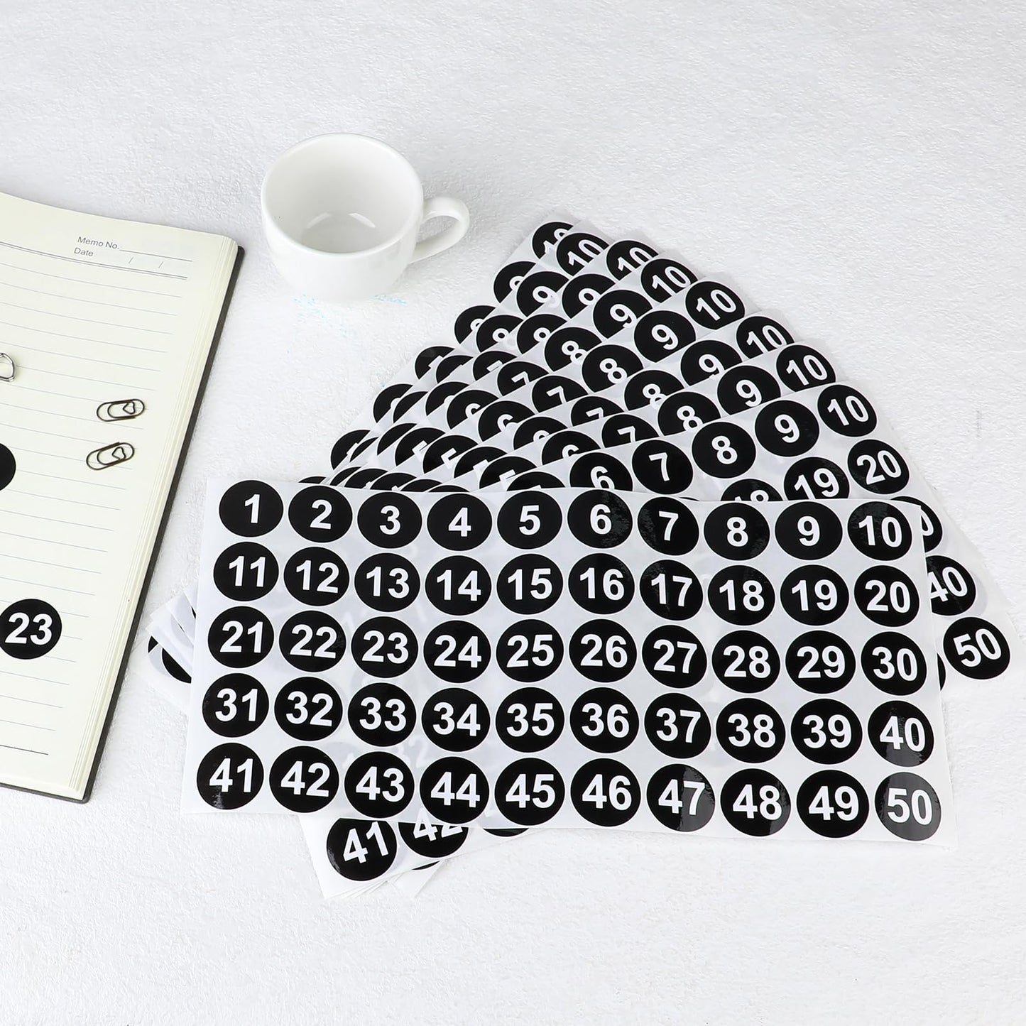 10 Sheets 1 to 50 Number Stickers 1 Inch Round Black Vinyl Consecutive Numbers Stickers 1-50 Tiny Number Stickers Decal for Indoor and Outdoor Waterproof Labels Self Adhesive Number Inventory Stickers