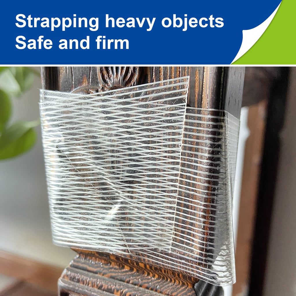 8-Pack Filament Strapping Tape 6.3mil x 1inch x 27yds Commodity Grade Heavy Duty Transparent Reinforced Fiberglass Tape, Thickened and Super Sticky 8 Pack 1in(2.5cm)*82ft(25m) 6.3mil