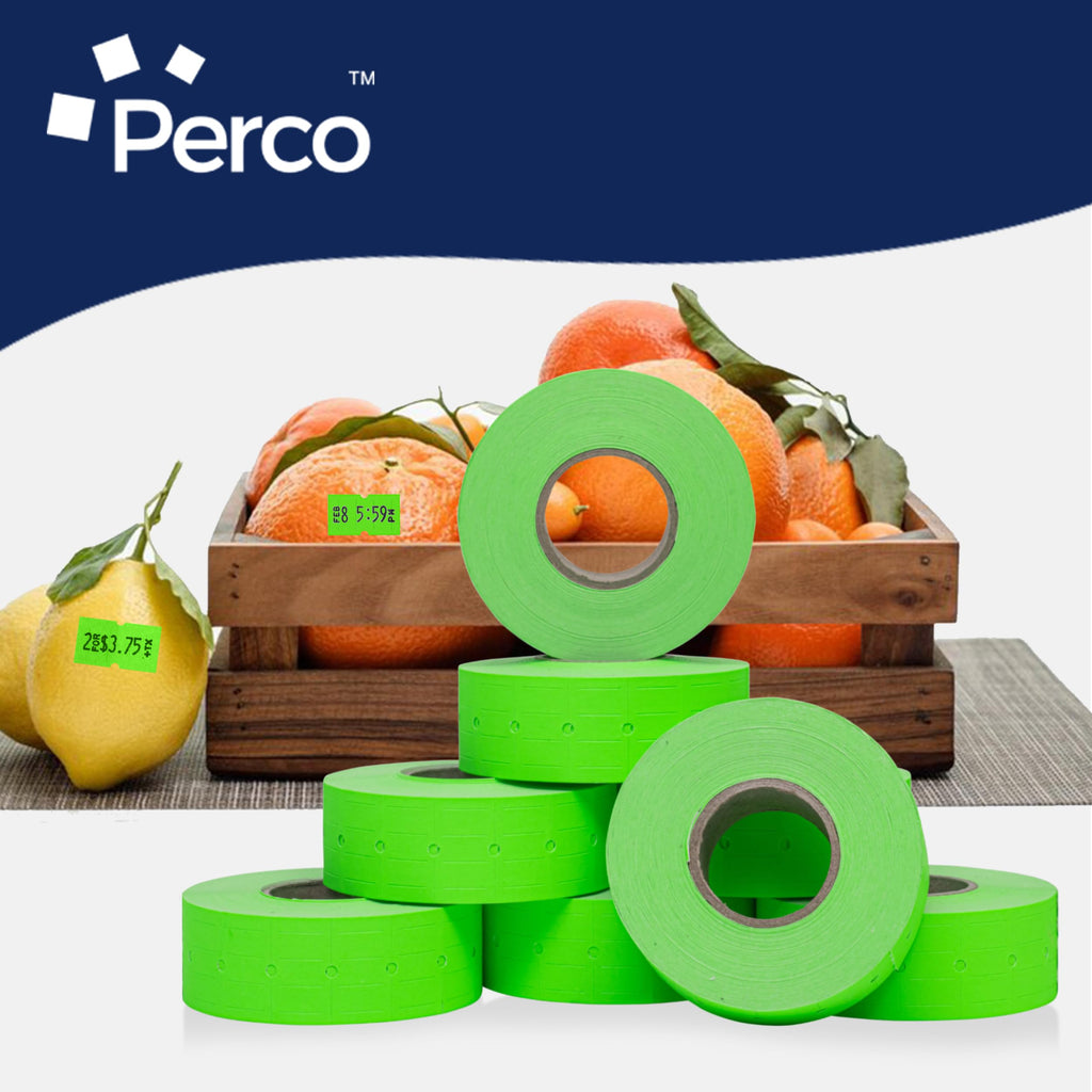 Perco 1 Line Price Gun Labels - Fluorescent Green, 8000 Count 1 Sleeve