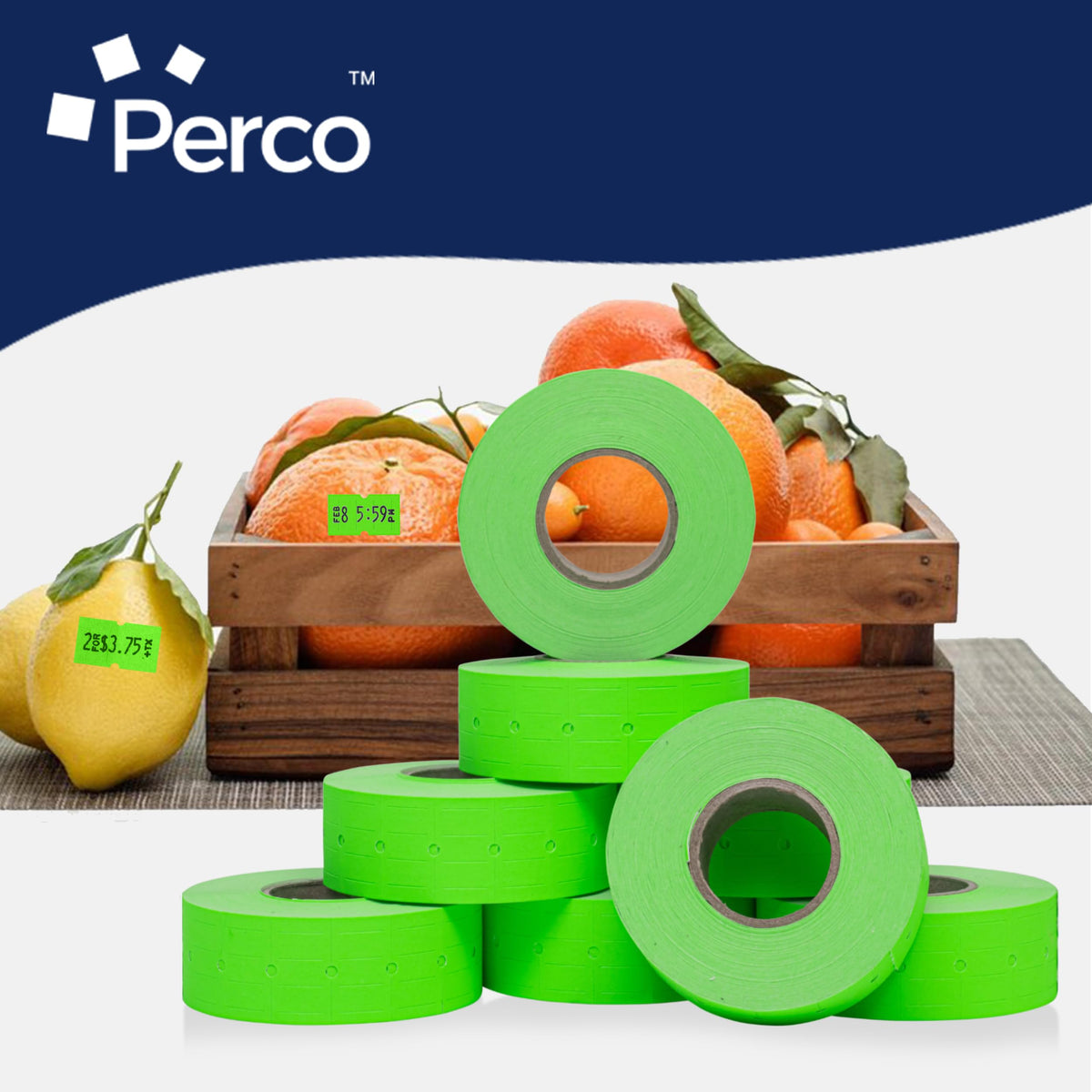 Perco 1 Line Price Gun Labels - Fluorescent Green, 8000 Count 1 Sleeve