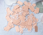 100 Pcs Display Tags with Hanging String Mini Writable (Large, Kraft) Large