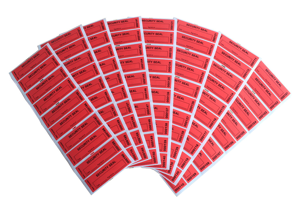 TamperSeals Group - 100pcs Non Transfer Tamper Evident Security Warranty VoidOpen Labels/Stickers/Seals for The Reusable Package and Expensive Surface (Red, 1 x 3.35 inches, Serial Numbers) Red