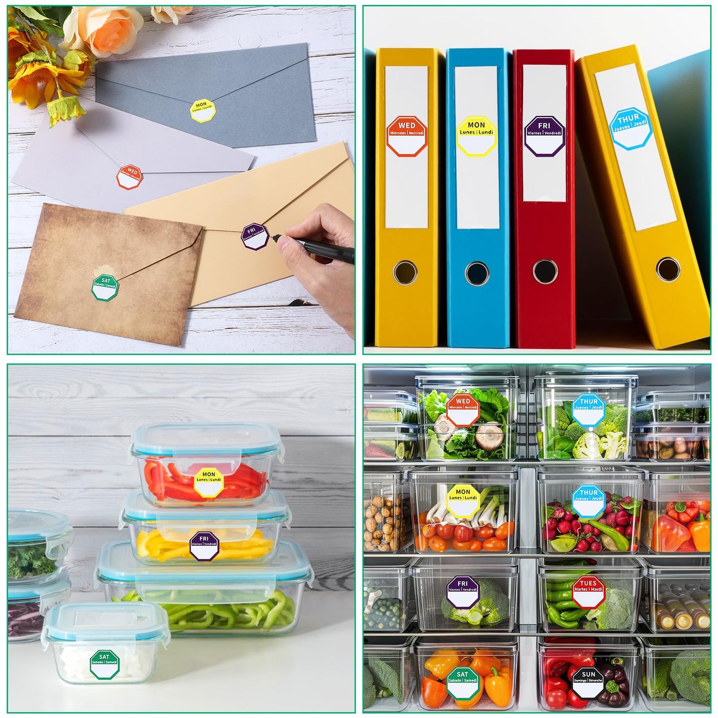 Giantree 735 Pcs Food Labels Stickers 7 Day of The Week, 1 Inch Color Coding Food Rotation Labels, Writable and Removable Day Label Peel Tab for Restaurant Kitchen Containers