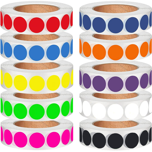 3/4 inch 10000pcs Colored Dot Stickers Color Dot Stickers Color Circle Stickers Round Stickers Colored Sticker Dots Color Coding Labels 10 Colors for Inventory Organized File Classification